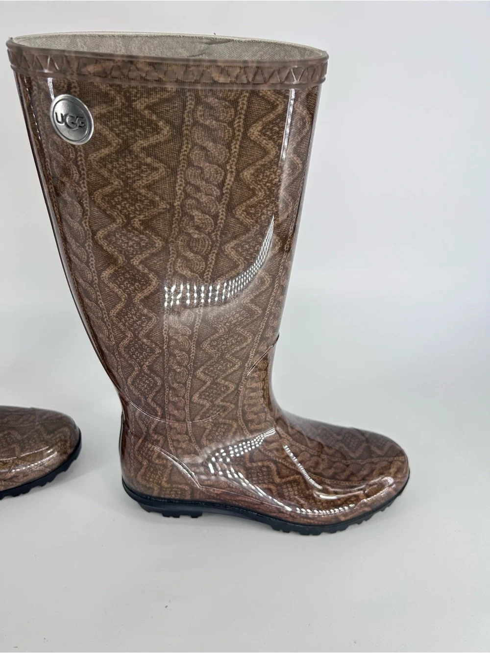 UGG Women's Cable Knit Tall Rain Boots Size 6